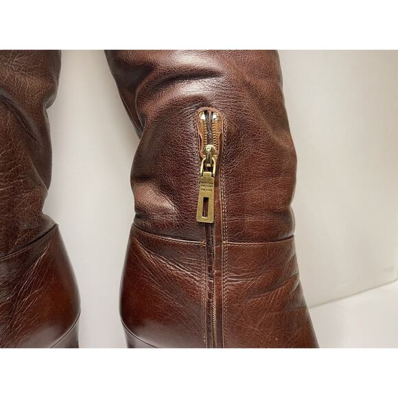 Womens Prada Brown Leather Tall Knee Platform Riding Boots-38 - Picture 6 of 12